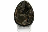 Septarian Dragon Egg Geode - Black Crystals #123069-1